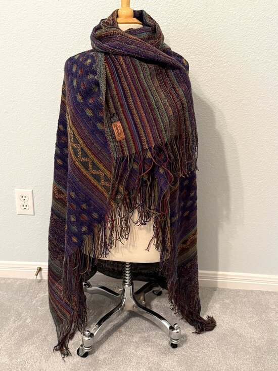 Missoni Accessories - Missoni Vintage Large Knit Multicolor Scarf Shawl Wrap Mohair Wool Italy Fringe